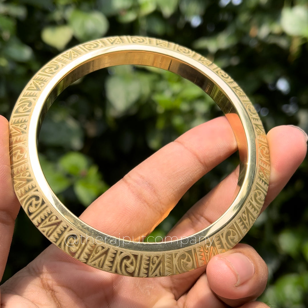 Engraved Brass Half Spiked Kada – The Rajput Company