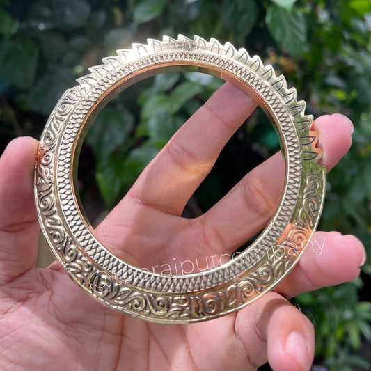 Brass Handengraved Kada With Spikes