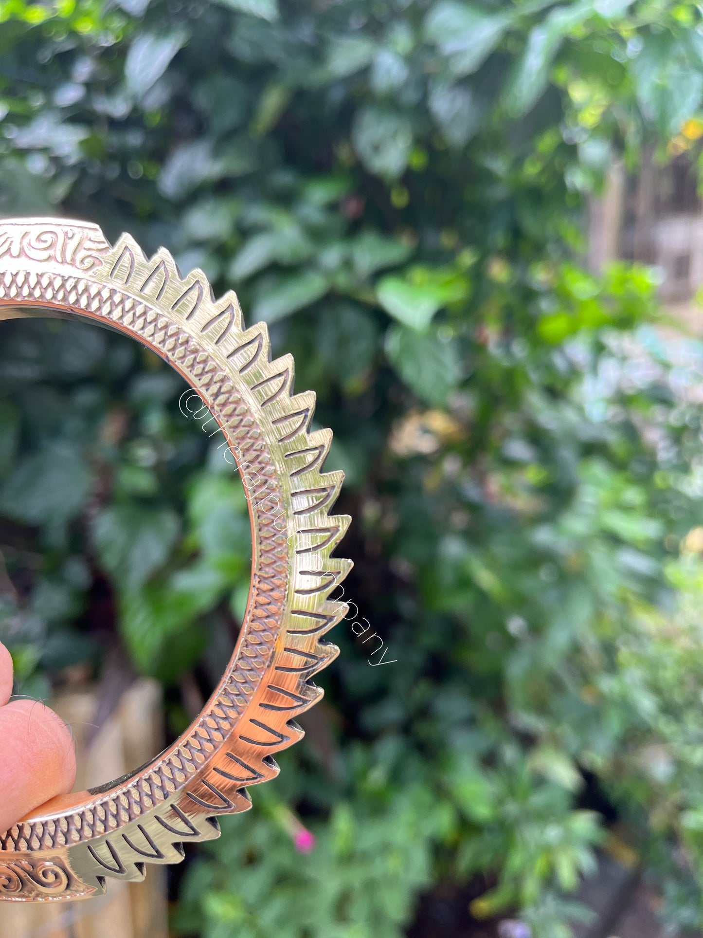 Brass Handengraved Kada With Spikes