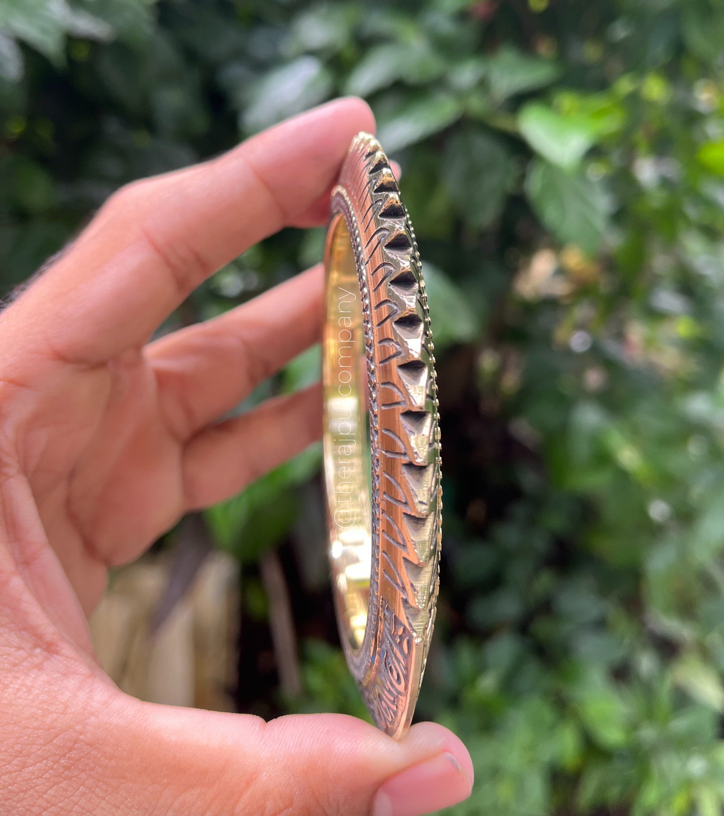 Brass Handengraved Kada With Spikes