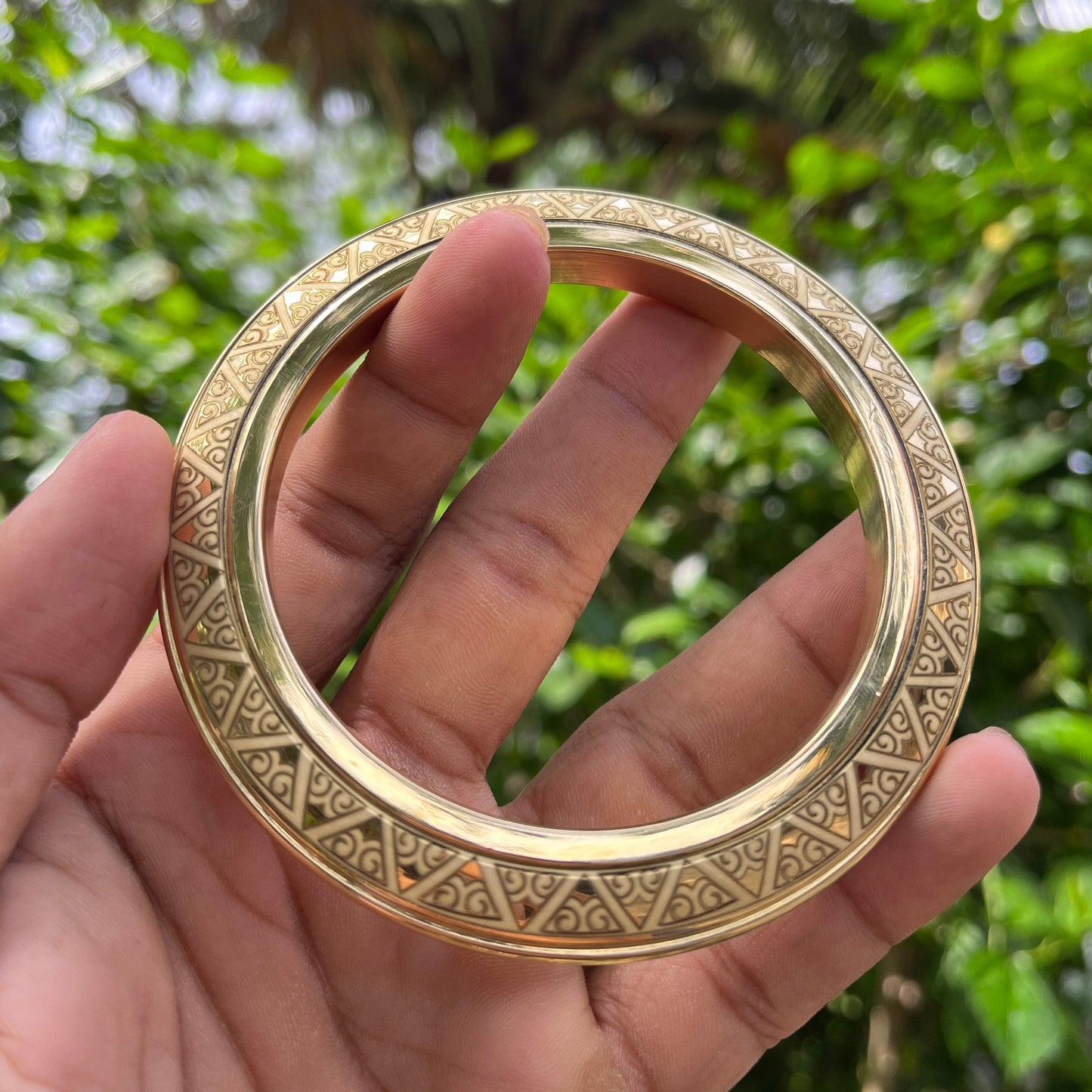 Engraved Brass Kada (without spikes)