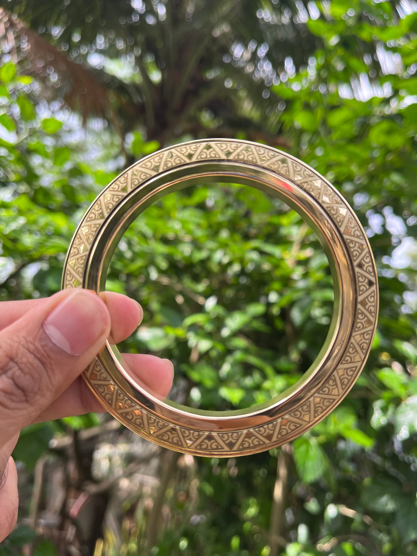 Engraved Brass Kada (without spikes)