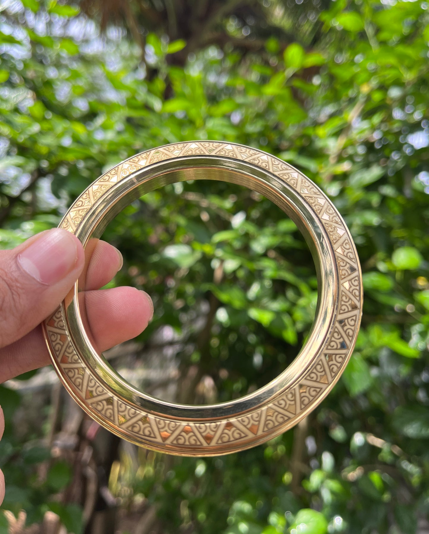 Engraved Brass Kada (without spikes)