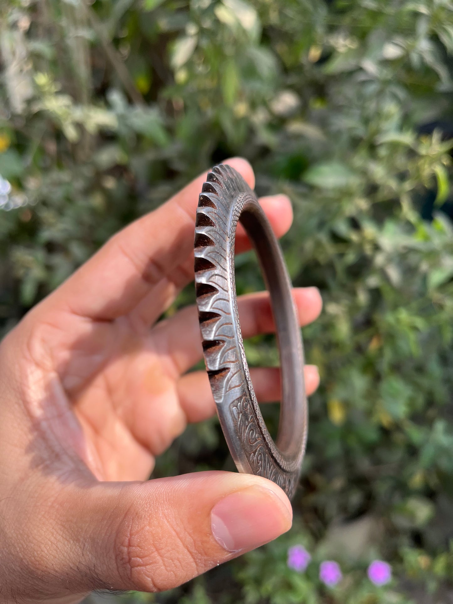 Handmade Engraved Kada With spikes